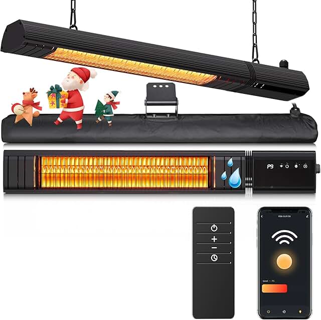 Infrarot Heizstrahler Terrasse 2000W, Deckenheizung, Decken-Heizstrahler Outdoor mit 9-Wärmestuf…