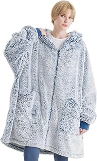 BEDSURE Hoodie Decke mit Ärmeln – Kuscheldecke mit Ärmeln übergroße Pullover Mit Reißverschl…