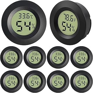 10 Stück Digital Hygrometer Thermometer, Mini Hygrometer Thermometer Schwarz Luftfeuchtigkeitsme…