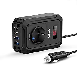BESTEK 200W Spannungswandler 12 V auf 240 V 230 V AC Auto-Wechselrichter,3-pin Steckdosen,2PD 30W…