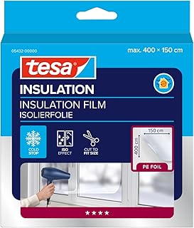 tesa INSULATION Fenster-Isolierfolie – Transparente Isolierfolie zur Wärmedämmung an Fenstern -…