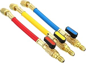 3-teiliges Füllschlauch- und Kugelhahn-Set, farbcodierte Schläuche/mit Kugelhahn, 1/4-Zoll-SAE-…