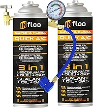 Quick A/C 2× R134a 3-in-1 Kältemittel + Öl + Dichtmittel + Füllschlauch mit Manometer + Hands…