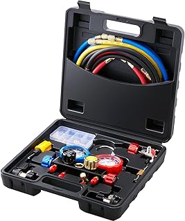 VEVOR Kältemittel Manometer 4-Wege Auto Kältemittel Verteiler Messgeräteset, R134A-R12-R410A-R…