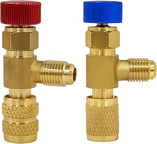 2 Stück Kältefüller Schnellkupplung Sicherheitsventil, R410A Adapter für Klimaanlage R22, Kup…