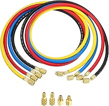 PATIKIL 1/4 SAE Kältemittel Befüllung Schlauch 4 Pack 4.9ft 800PSI Verteiler Messgerät Schlauc…