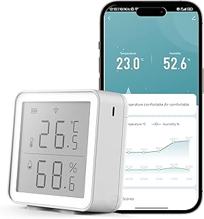 Aideepen Smart WiFi Thermometer-Hygrometer Innen, Mini Temperatur- und Luftfeuchtigkeitssensor mi…