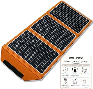 Faltbares Solarpanel 30W mit Premium USB-Tester – Xolunex Solar Ladegerät mit USB & DC (18 V),…