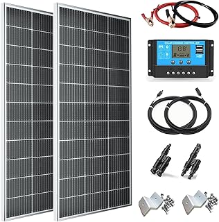300W Solarpanel Kit Set 12V Monokristallines 2x150Watt Solarmodul+30A 12V/24V Solarladeregler + S…