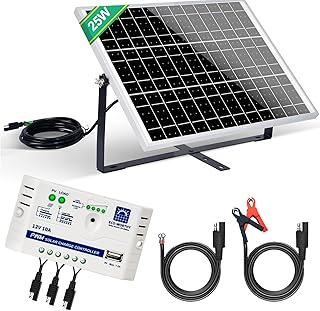 ECO-WORTHY 25W 12V Monokristallines Solarmodul Solarpanel Kit: 25W Solarpanel + Verstellbare Halt…