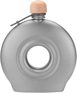 180 ml Ultraleichte Flasche aus reinem Titan mit Trichter für den Weingenuss im Freien (Holzdeckel)