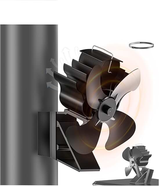 ICARE Kaminventilator Magnetisch, Blättern Ofenventilator Ventilator für Kaminofen, 2 in 1 Leis…