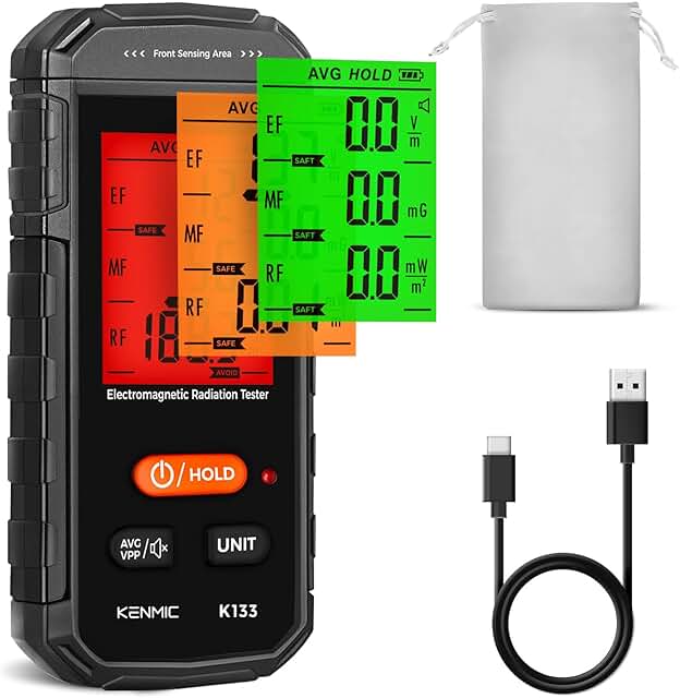 EMF Messgerät, 3-in-1 EMF Meter EF/MF/RF Tragbarer Elektromagnetischer Feld Strahlungs Detektor …
