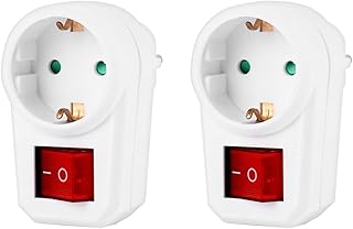 CILIA Steckdose mit Schalter, Kindersicherung und Schutzkontakt – Schuko Zwischenstecker weiß – …