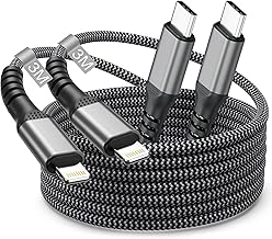 Lightning Kabel USB C 3M 2Pack, iPhone Ladekabel USB C Apple MFi Zertifiziert Nylon i-Phone Kabel…
