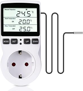 Digitales Thermostat mit LCD-Temperaturregelung, multifunktional, mit Timer und Sonde für Gewäc…