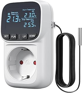 DEWENWILS Temperaturregler, Deutsches Display, Temperaturschalter mit Fühler 230V, Digital Therm…