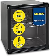 METRO Professional Mini-Kühlschrank GPC1046, Edelstahl/Glas, 43 x 48 x 51.5 cm, 46 L, schwarz