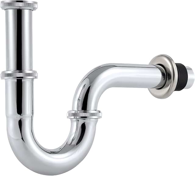 Hibbent Edelstahl Siphon für Waschbecken, Universal 1-1/4″ Verstellbarer Abflusasrohr，Waschtis…