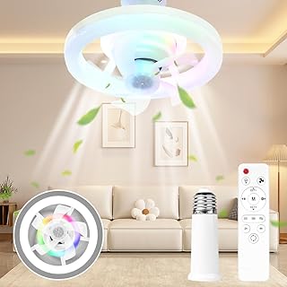 Demiawaking Ventilator LED Deckenventilator mit Beleuchtung, Universal E27 LED Deckenventilatoren…