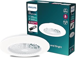 Philips Deckenventilator und LED Deckenleuchte Amigo, 20W+40W, Durchmesser 49cm, rund, inkl. Fern…