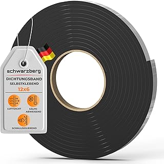 Schwarzberg Dichtungsband selbstklebend – Universal – 12mm x 6mm x 5m – Thermoband isolierend fü…