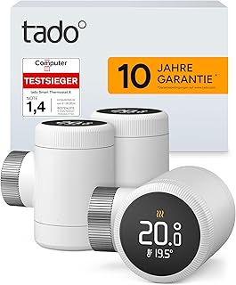 tado° Smartes Heizkörperthermostat X – Trio Pack, Heizungssteuerung per App und Smart Speaker…