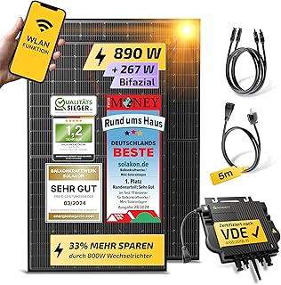 900W Balkonkraftwerk – Balkonkraftwerk 800W komplett Steckdose – neuester 800 Watt Wechselrichter…