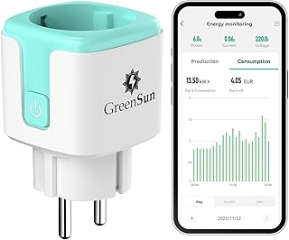GreenSun Stromzähler Steckdose Wlan Steckdose – Stromzähler für Balkonkraftwerk Smart Life App…