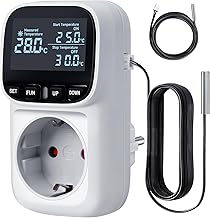 Temperatursteuerung Steckdose 16A/3680W -40°C~120°C | Digitales Thermostat | 5M + 2M Kabel Sens…