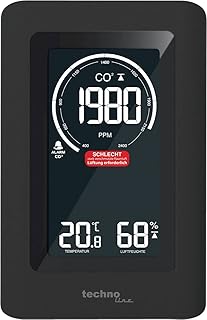Technoline Co2 Messgerät WL1030, CO2-Anzeige, mit grafischen Lüftungsempfehlungen, NDIR schwarz