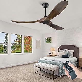 Holz Deckenventilator,Deckenventilator für den Außenbereich ohne Beleuchtung,Intelligente Zeite…