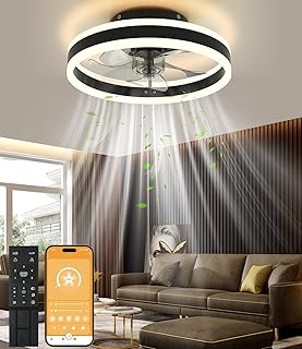 Ventilator Deckenleuchte,LED Deckenventilator mit Beleuchtung,3 Farbtemperatur und 6 Geschwindigk…