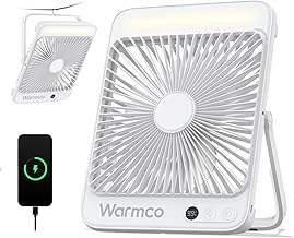 Warmco 20000mAh Akku Camping Ventilator 27cm mit Lampe, 15-48 Std. Laufzeit, Ultra-Leise, Ultrafl…