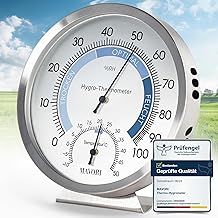 2in1 Hygrometer innen analog und Thermometer analog innen aus Edelstahl – Thermometer Hygrometer …