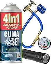 CLIMASET – Kältemittel Ersatzgas R134a, Kältemittelwechsler 4in1, Kühlmittel Klima Auto, Wohnm…
