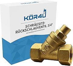kör4u Schrägsitz-Rückschlagventil 3/4 Zoll, Messing, PN10, mit Innengewinde (3/4″)