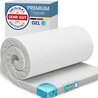 ELONEO Gel Topper 80x190cm, Matratzentopper aus 5 cm hohem Gel-Memory- Schaum, atmungsaktiver 3D-…