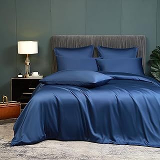 Luowei Kühlender Bettwäsche 135 x 200 cm Dunkelblau Sommer Bettwäsche Set aus Bambus Polyester…