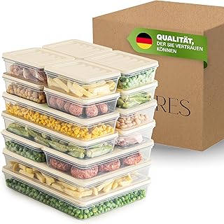 Stapelbare Gefrierdosen 16er Set, Gefrierfach & Kühlschrank Organizer mit Deckel, Frostfest bis …