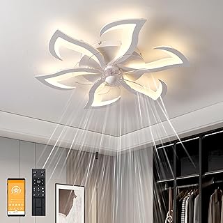 Deckenventilator mit Beleuchtung, Leise 7-Blatt-Ventilator 6 Geschwindigkeiten, Reversibelmit, Sp…