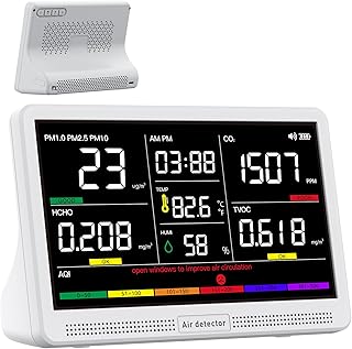 bonoch 16 in 1 Luftqualität Messgerät Luftmessgerät 9 AQI + 7 AQI Warnungen Air Quality Monito…