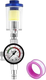 QWORK® Luftdruckregler für Lackierpistole, Manometer + Öl Wasserfalle Filter Separator + Stand…