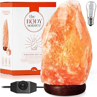 The Body Source Himalaya Salzlampe (3-5 kg) mit Dimmerschalterlicht aus der Salt Range Pakistan a…
