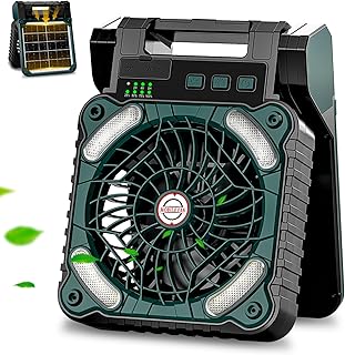Sendowtek Solar Camping Ventilator 10400mAh, Tragbarer Leistungsstark Leise 4 Geschwindigkeitsstu…