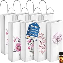8er Set Luftbefeuchter Heizung Keramik 380ml Heizkörper Verdunster weiß mit Haken Blumenmotive …