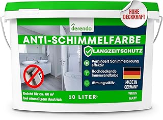 derendo Anti Schimmelfarbe 2.0 für feuchte Räume Badezimmer Schlafzimmer Wandfarbe innen weiß …