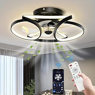 Deckenventilator mit Beleuchtung mit App und Fernbedienung, LED Dimmbar Stumme Deckenlampe Ventil…