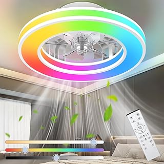 Ateroll Deckenventilator mit Beleuchtung Ø41.5CM, Deckenventilator mit Licht Dimmbar (3000K-4000…