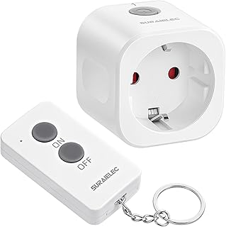 SURAIELEC Funksteckdose mit Fernbedienung, 16A/3680W, Kabelloses Funk Steckdosen-Set für Innen, …